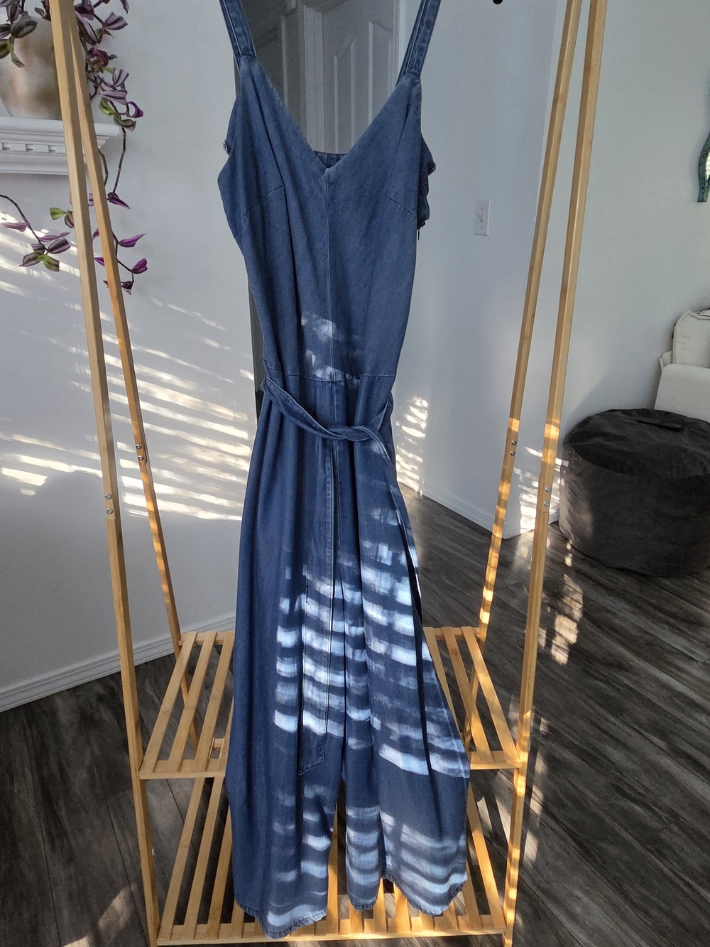 Universal Thread Blue Denim Jumpsuit with Waist Tie
